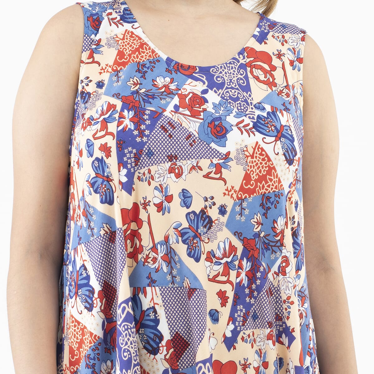 Tamsy Indigo Printed Long Maxi Dress - One Size Plus image number 3
