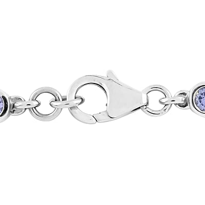AMERICAN Natural Sleeping Beauty Turquoise and Tanzanite Bracelet in Platinum Over Sterling Silver (6.50 In) 3.85 ctw