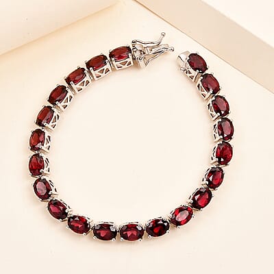 Orissa Rhodolite Garnet Tennis Bracelet in Platinum Over Sterling Silver (8.00 In) 11.70 Grams 24.65 ctw