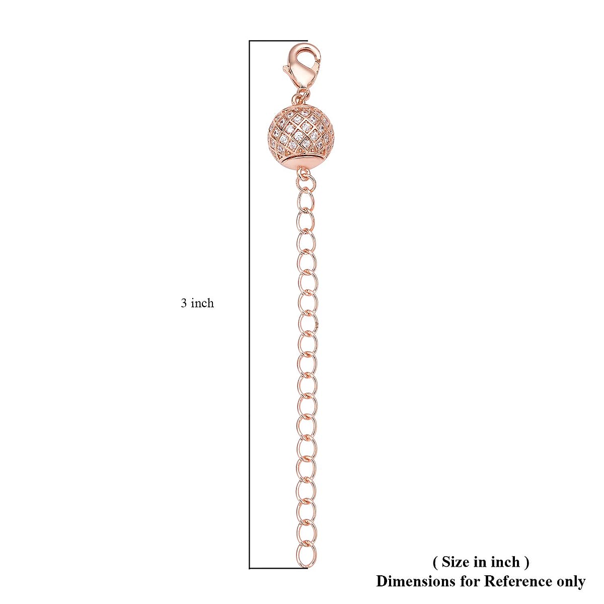 Designer Inspired Simulated Diamond Lobster Lock with 2 Inch Extender Chain in Rosetone 0.60 ctw image number 4
