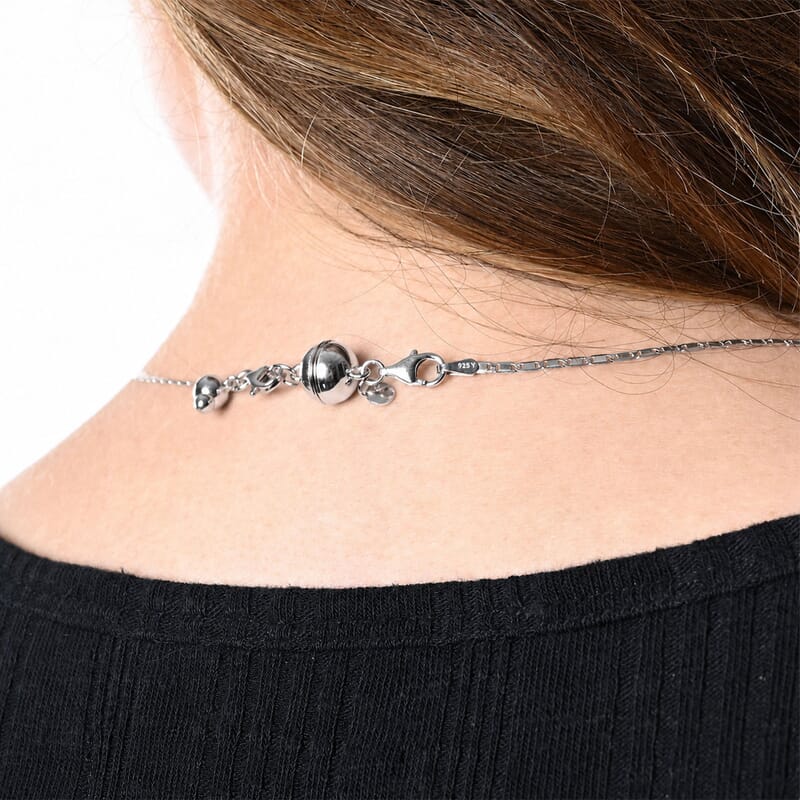 Magnetic Lock with Lobster Clasp in Rhodium Over Sterling Silver 2.50 Grams