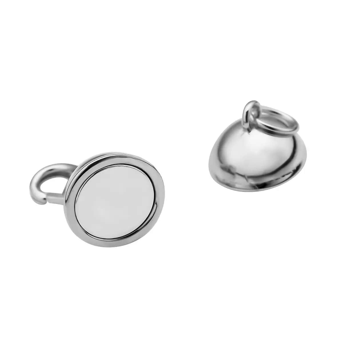 Rhodium Over Sterling Silver Magnetic Lock, Jewelry Lock with Lobster Clasp, Silver Jewelry Clasp, Round Magnetic Lock in Silver 2.50 Grams image number 5