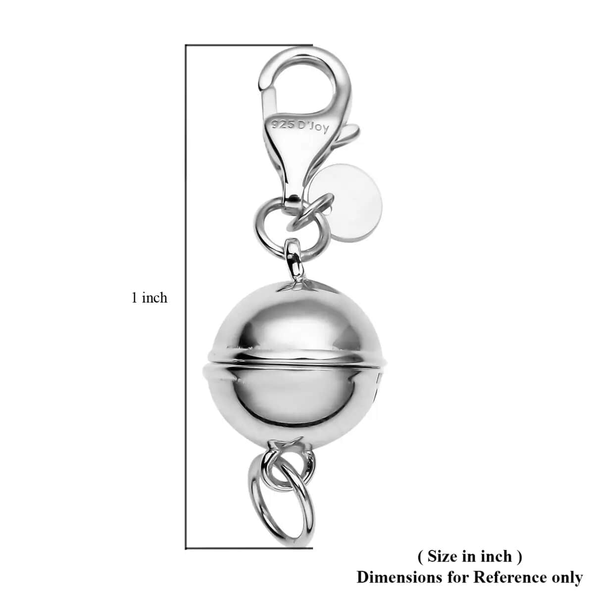 Rhodium Over Sterling Silver Magnetic Lock, Jewelry Lock with Lobster Clasp, Silver Jewelry Clasp, Round Magnetic Lock in Silver 2.50 Grams (Del. in 5-7 Days) image number 6