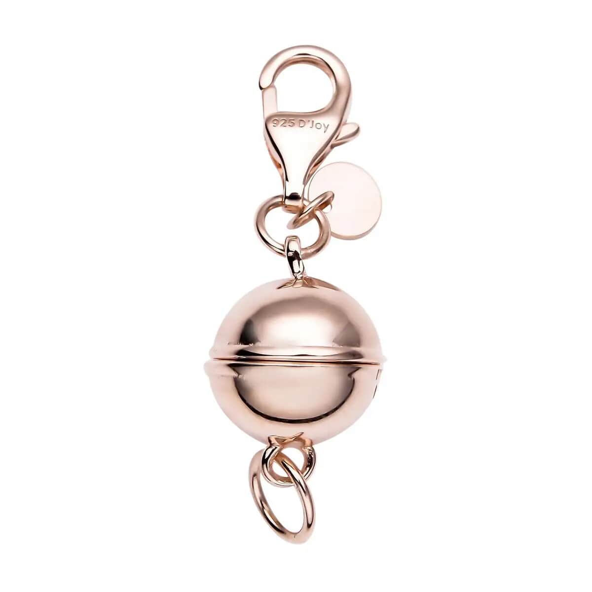 14K Rose Gold Over Sterling Silver Magnetic Lock, Jewelry Lock with Lobster Clasp, Silver Jewelry Clasp, Round Magnetic Lock in Silver 2.50 Grams image number 0