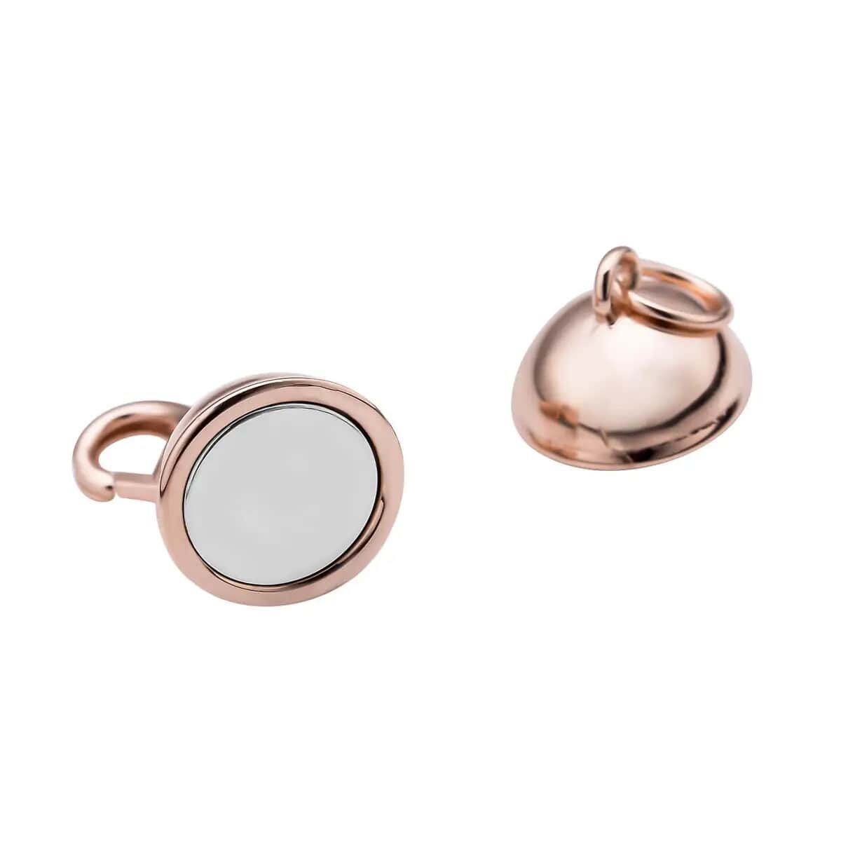 14K Rose Gold Over Sterling Silver Magnetic Lock, Jewelry Lock with Lobster Clasp, Silver Jewelry Clasp, Round Magnetic Lock in Silver 2.50 Grams image number 5