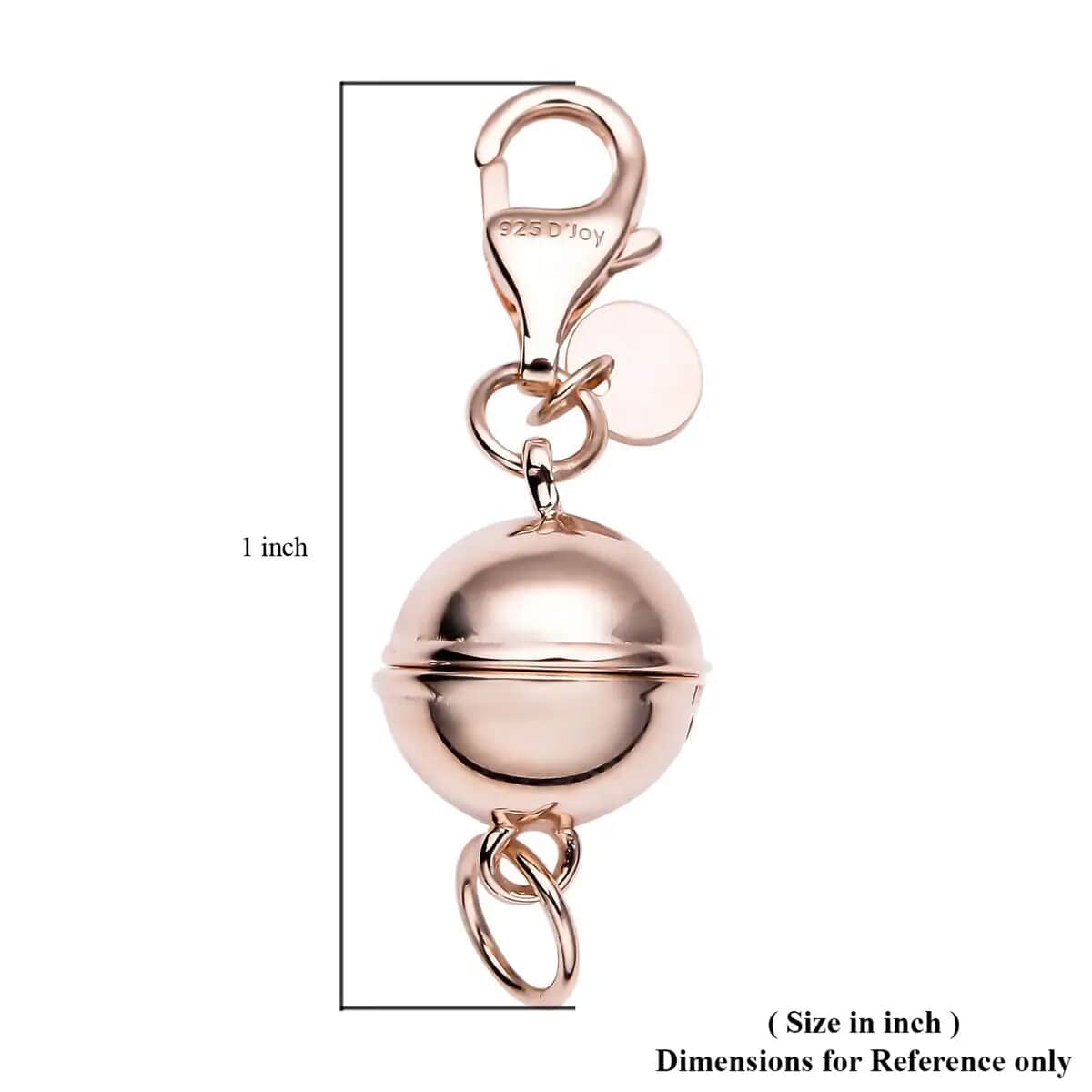 14K Rose Gold Over Sterling Silver Magnetic Lock, Jewelry Lock with Lobster Clasp, Silver Jewelry Clasp, Round Magnetic Lock in Silver 2.50 Grams image number 6
