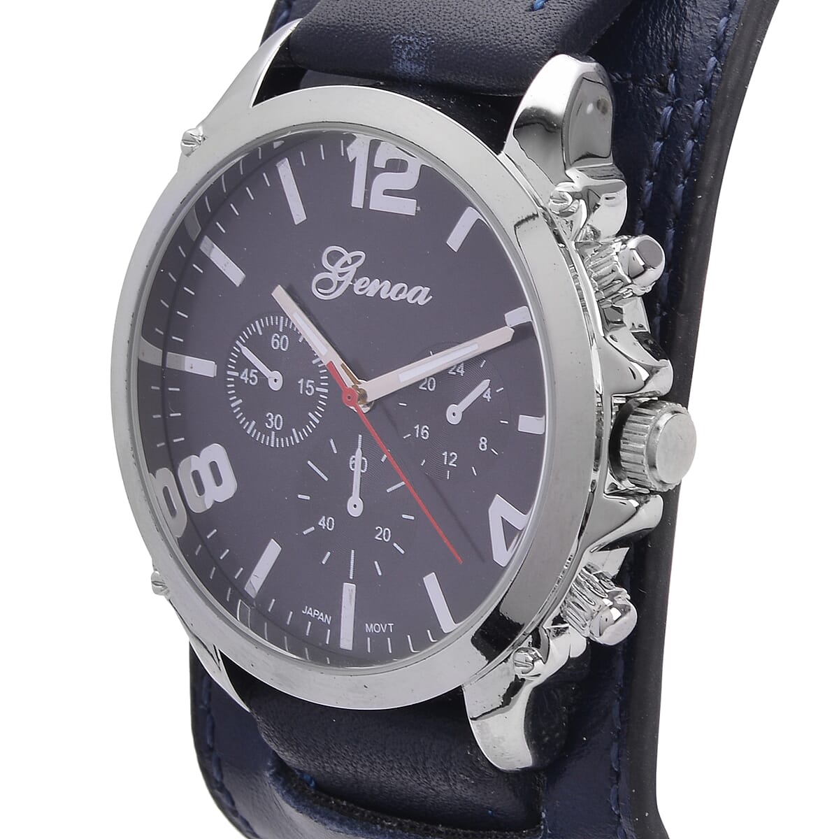 Genoa Miyota Japanese Movement Watch with Blue Genuine Leather Strap image number 3