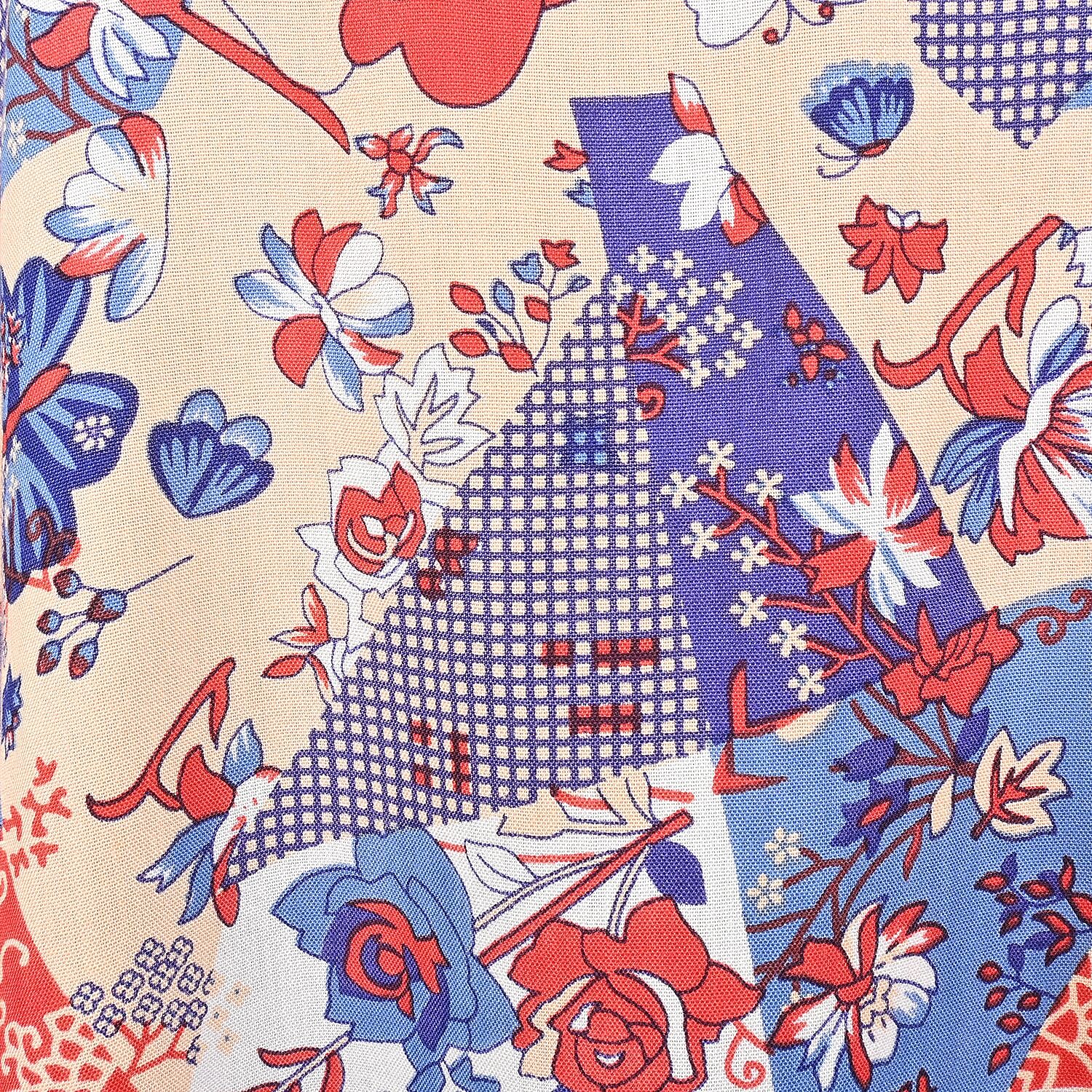 Tamsy Blue Butterfly Woven Kaftan Top- One Size Missy