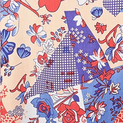 Tamsy Blue Butterfly Woven Kaftan Top- One Size Missy