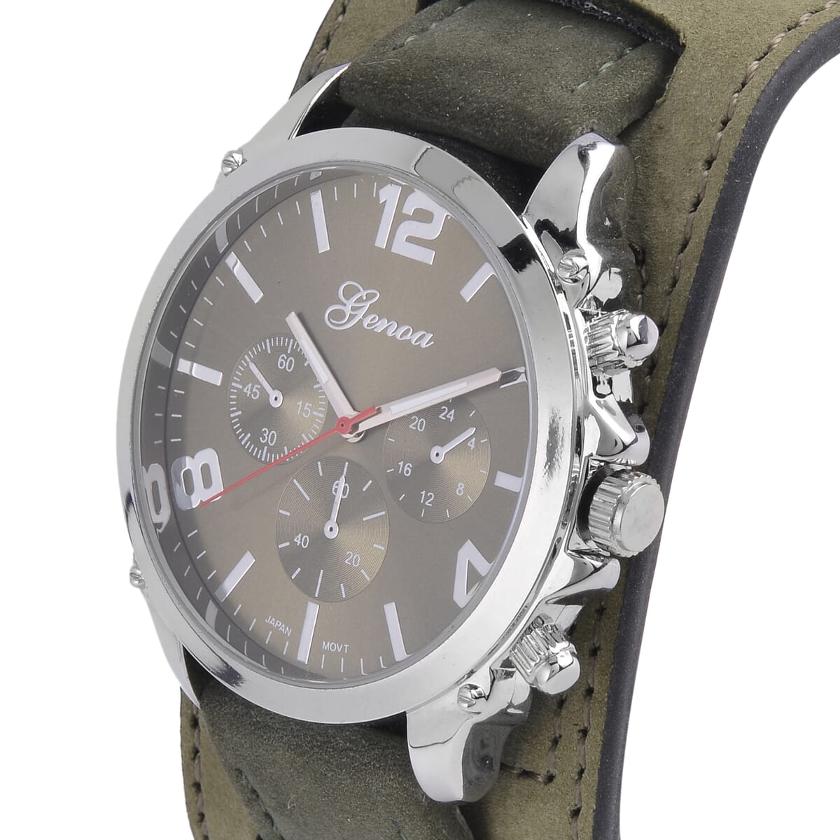 Genoa Miyota Japanese Movement Watch with Green Genuine Leather Strap image number 3