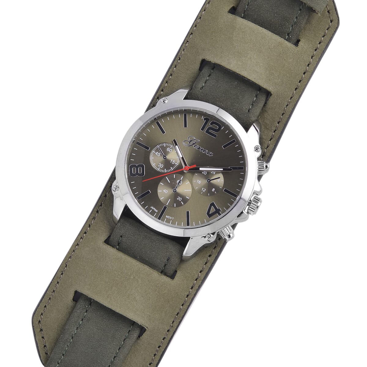 Genoa Miyota Japanese Movement Watch with Green Genuine Leather Strap image number 4