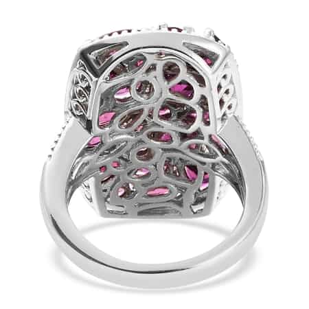 Orissa Rhodolite Garnet and Natural White Zircon Cluster Ring in Platinum Over Sterling Silver (Size 5.0) 7 Grams 7.75 ctw image number 4