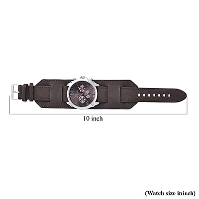 Genoa Miyota Japanese Movement Watch with Coffee Genuine Leather Strap