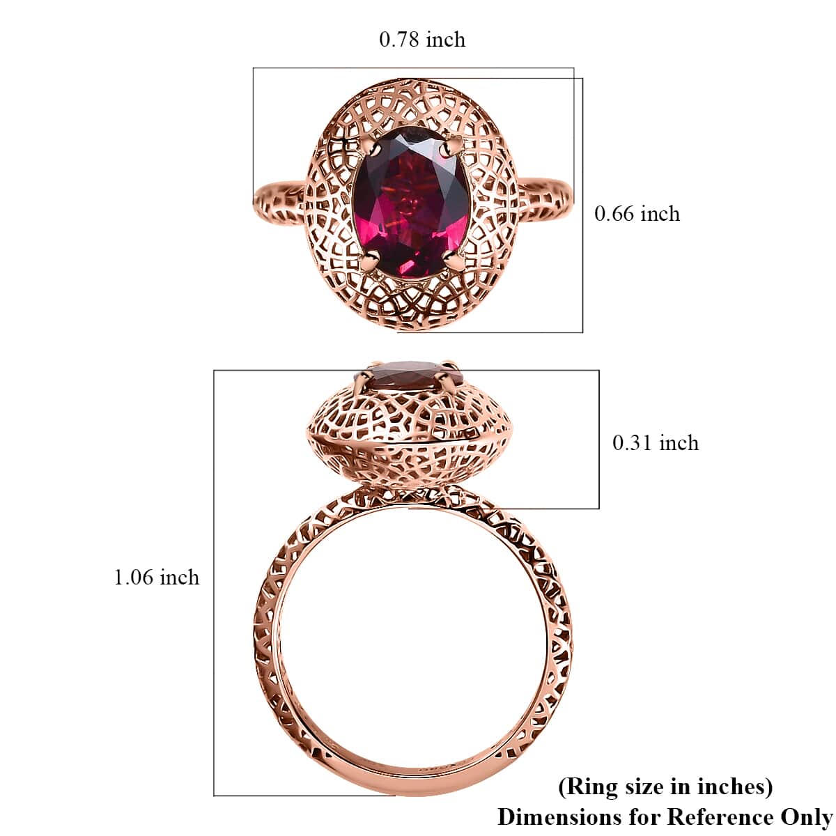 MIRAGE COLLECTION LUXORO 10K Rose Gold AAA Orissa Rhodolite Garnet Solitaire Ring (Size 7.0) 2.10 ctw image number 5