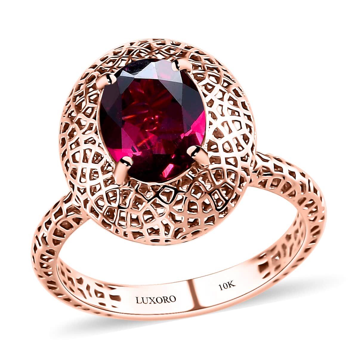 Mirage Collection Luxoro 10K Rose Gold AAAA Orissa Rhodolite Garnet Solitaire Ring (Size 7.0) 2.10 ctw image number 0