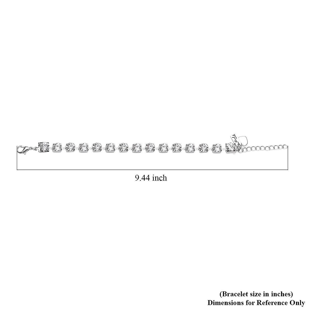 Austrian Crystal Bracelet with Heart Charm in Silvertone (7.50-9.50In) image number 4