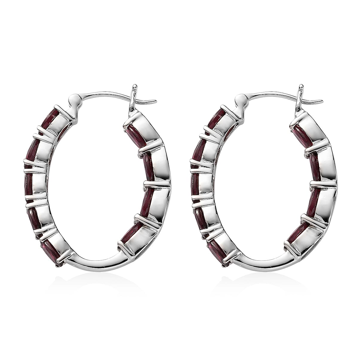 Premium Orissa Rhodolite Garnet Inside Out Hoop Earrings in Platinum Over Sterling Silver 9.35 ctw