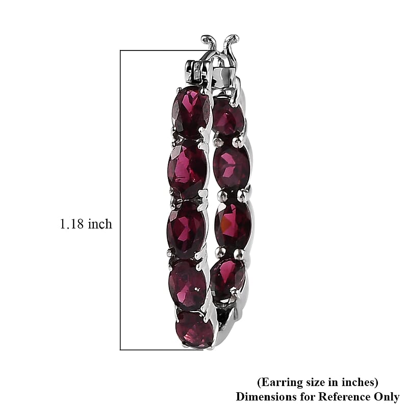Premium Orissa Rhodolite Garnet Inside Out Hoop Earrings in Platinum Over Sterling Silver 9.35 ctw