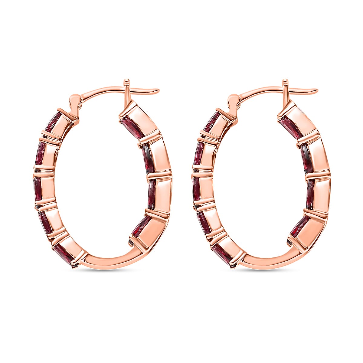 Orissa Rhodolite Garnet Inside Out Hoop Earrings in Vermeil Rose Gold Over Sterling Silver 9.90 ctw image number 3