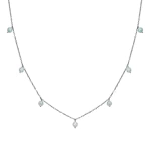 Green Moissanite Beaded Station Necklace 20-22 Inches in Rhodium Over Sterling Silver 7.35 ctw