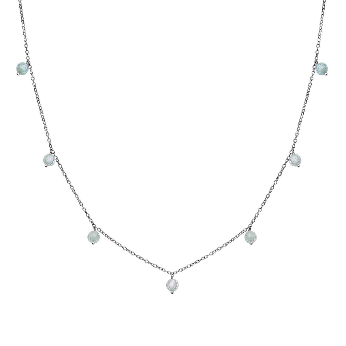 Green Moissanite Beaded Station Necklace 20-22 Inches in Rhodium Over Sterling Silver 7.35 ctw image number 0