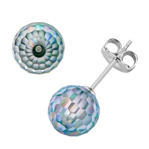 Green Moissanite 8.75 ctw Bead Stud Earrings in Rhodium Over Sterling Silver