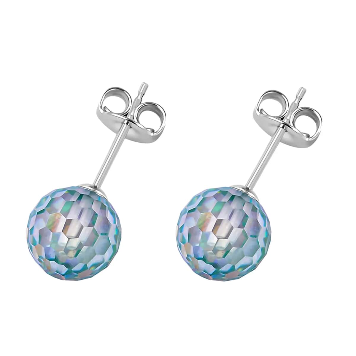 Green Moissanite Bead Stud Earrings in Rhodium Over Sterling Silver 8.75 ctw image number 5