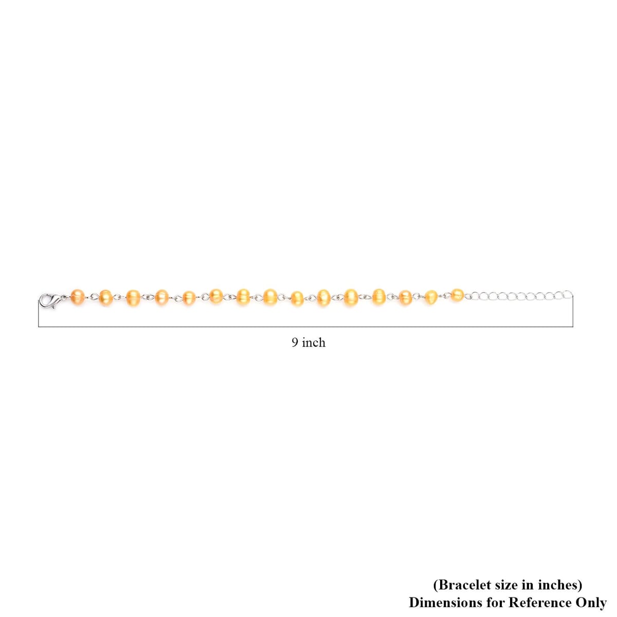 Golden Freshwater Cultured Pearl Anklet (8-10 In) in Silvertone image number 4