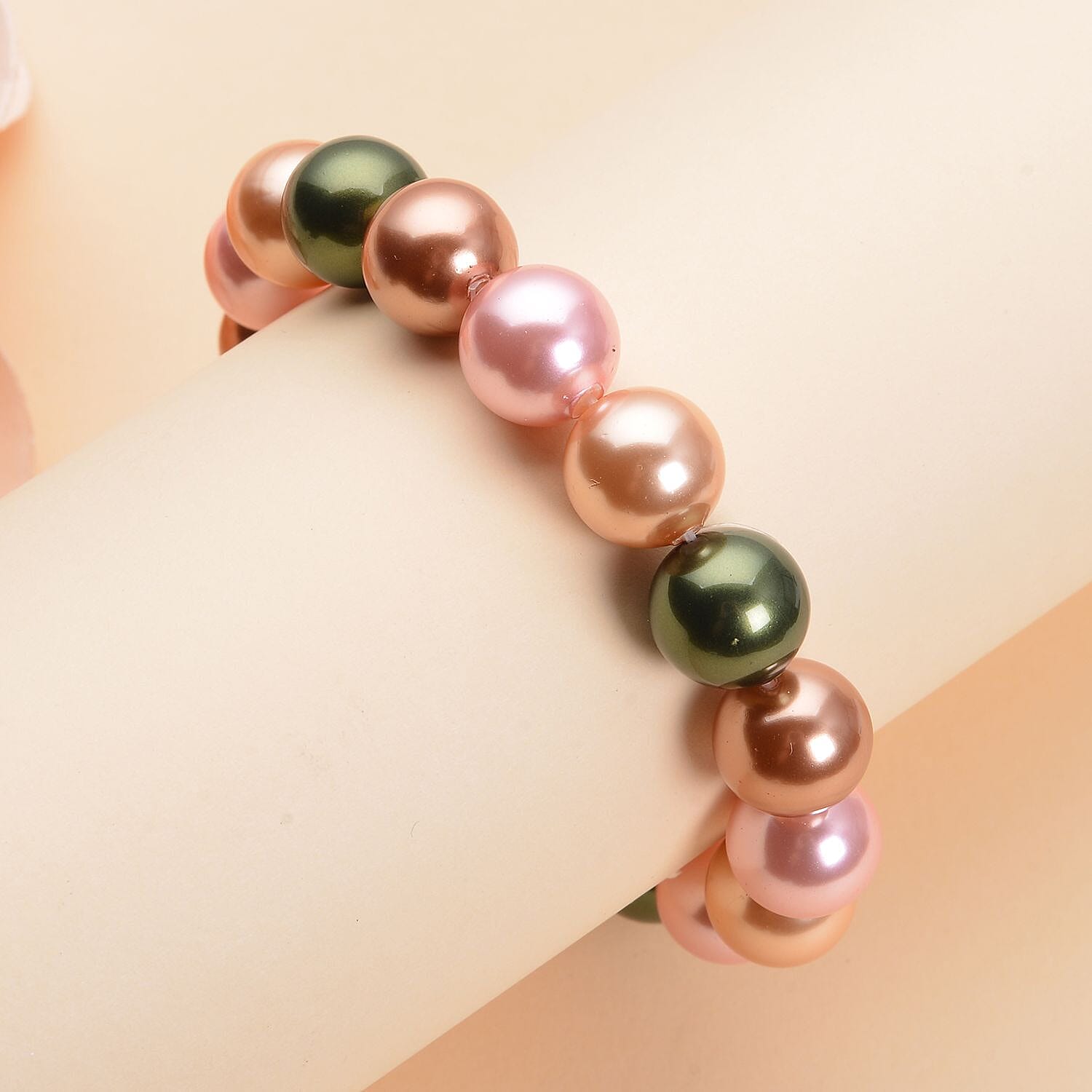 Multi Color Shell Pearl Beaded Stretch Bracelet