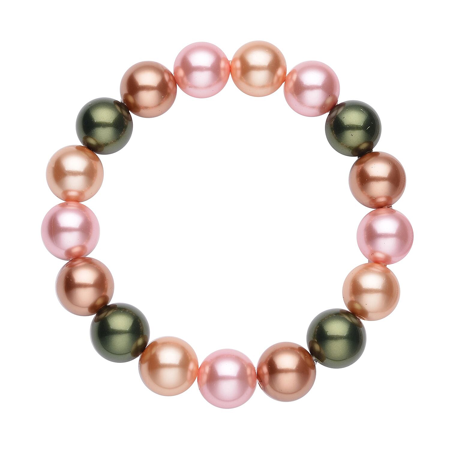 Multi Color Shell Pearl Beaded Stretch Bracelet