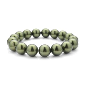 Green Shell Pearl Beaded Stretch Bracelet