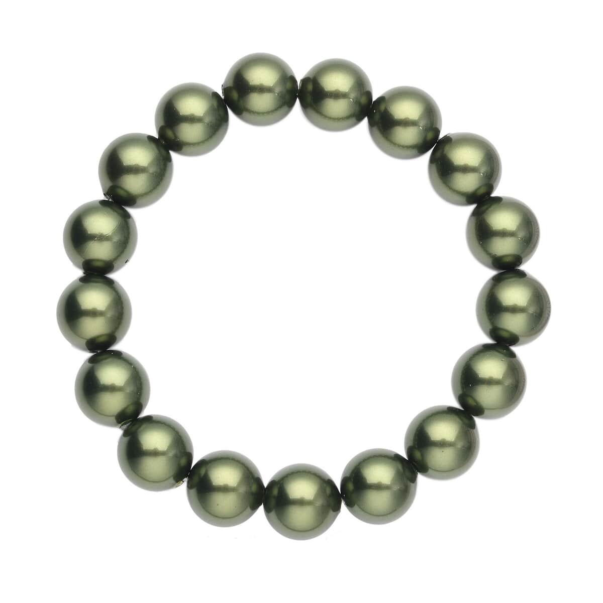 Green Shell Pearl Beaded Stretch Bracelet image number 2