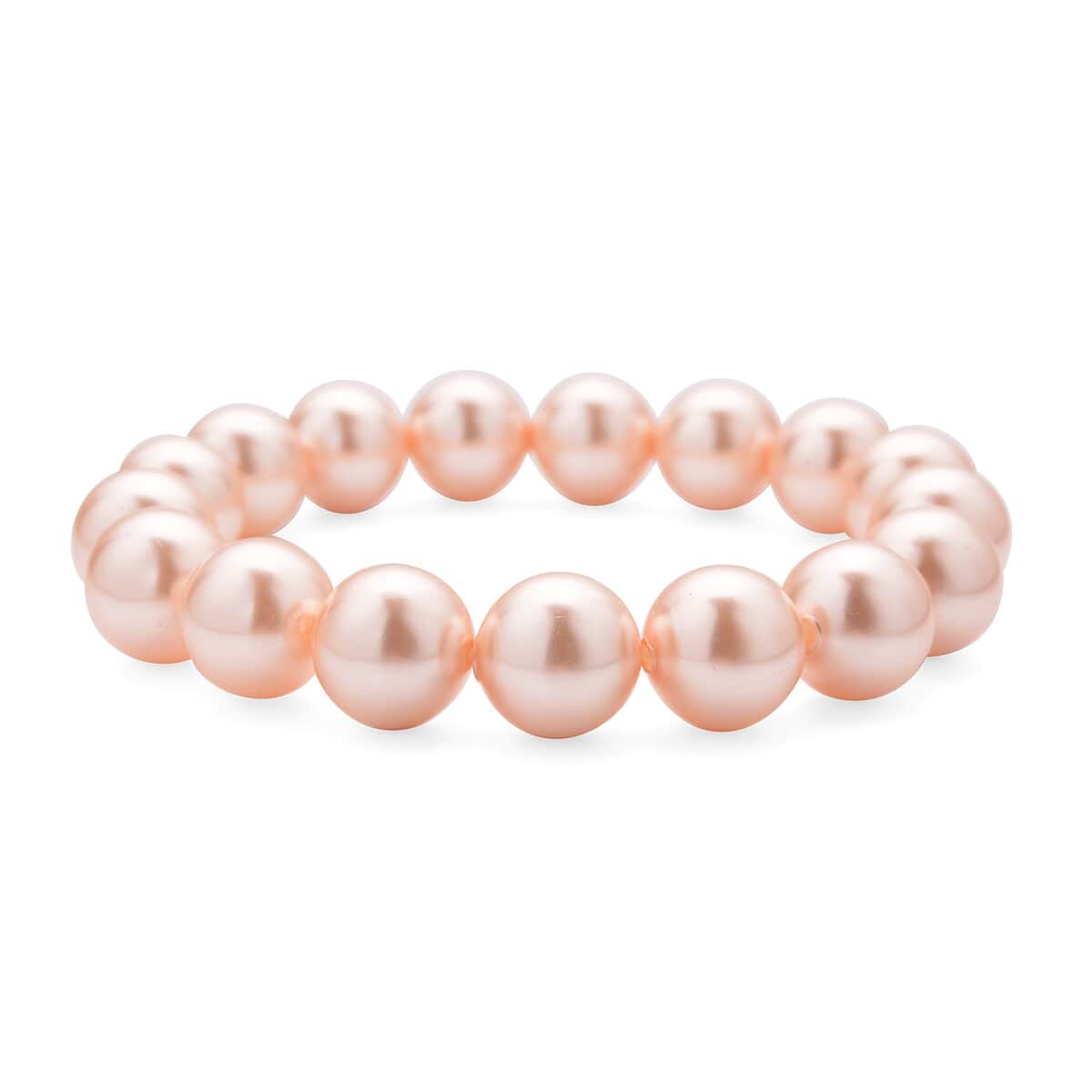 Peach Shell Pearl Beaded Stretch Bracelet image number 0