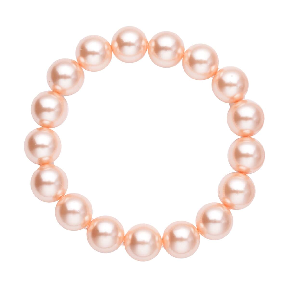 Peach Shell Pearl Beaded Stretch Bracelet image number 2