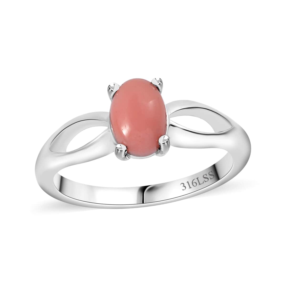 AMERICAN Oregon Peach Opal Solitaire Ring in Stainless Steel (Size 10.0) 0.60 ctw image number 0