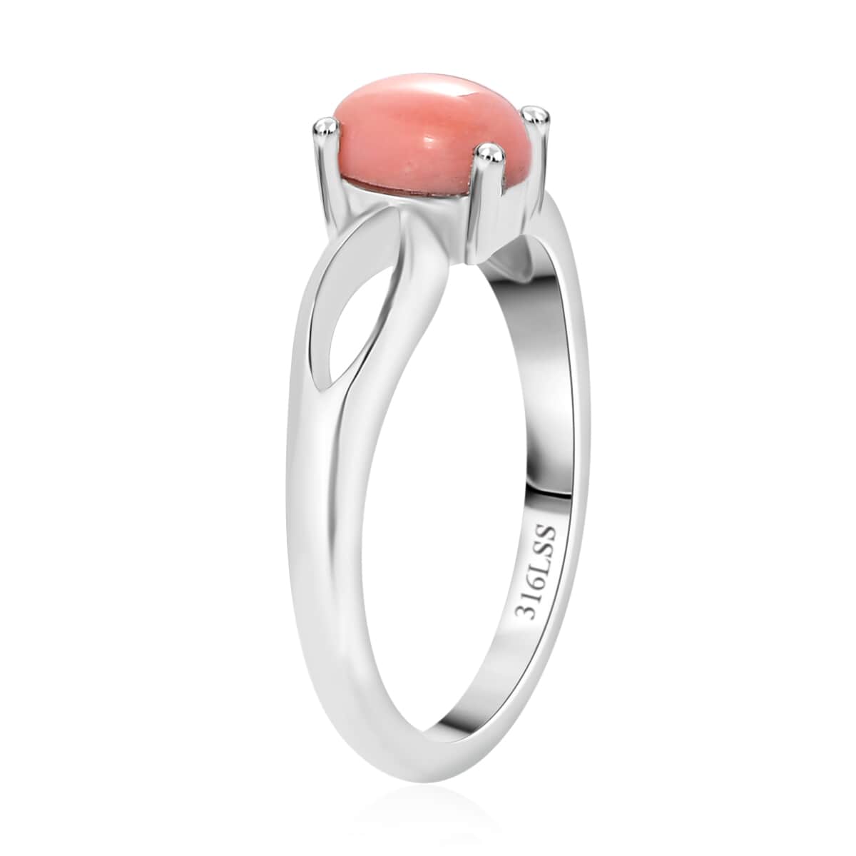 AMERICAN Oregon Peach Opal Solitaire Ring in Stainless Steel (Size 10.0) 0.60 ctw image number 3