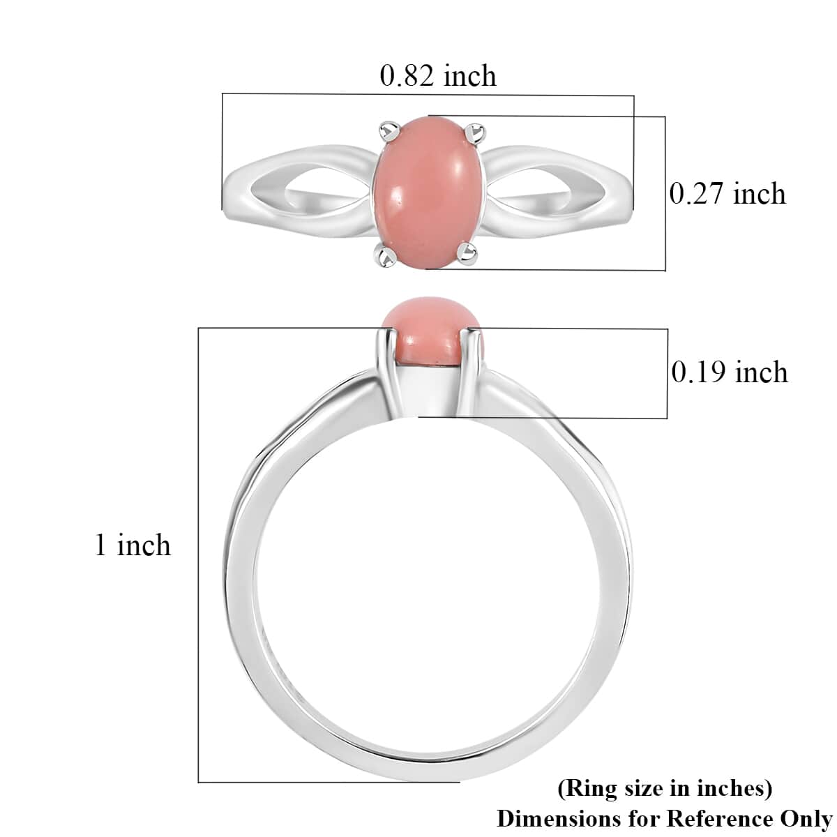 Oregon Peach Opal Solitaire Ring in Stainless Steel (Size 5.0) 0.60 ctw , Tarnish-Free, Waterproof, Sweat Proof Jewelry image number 5