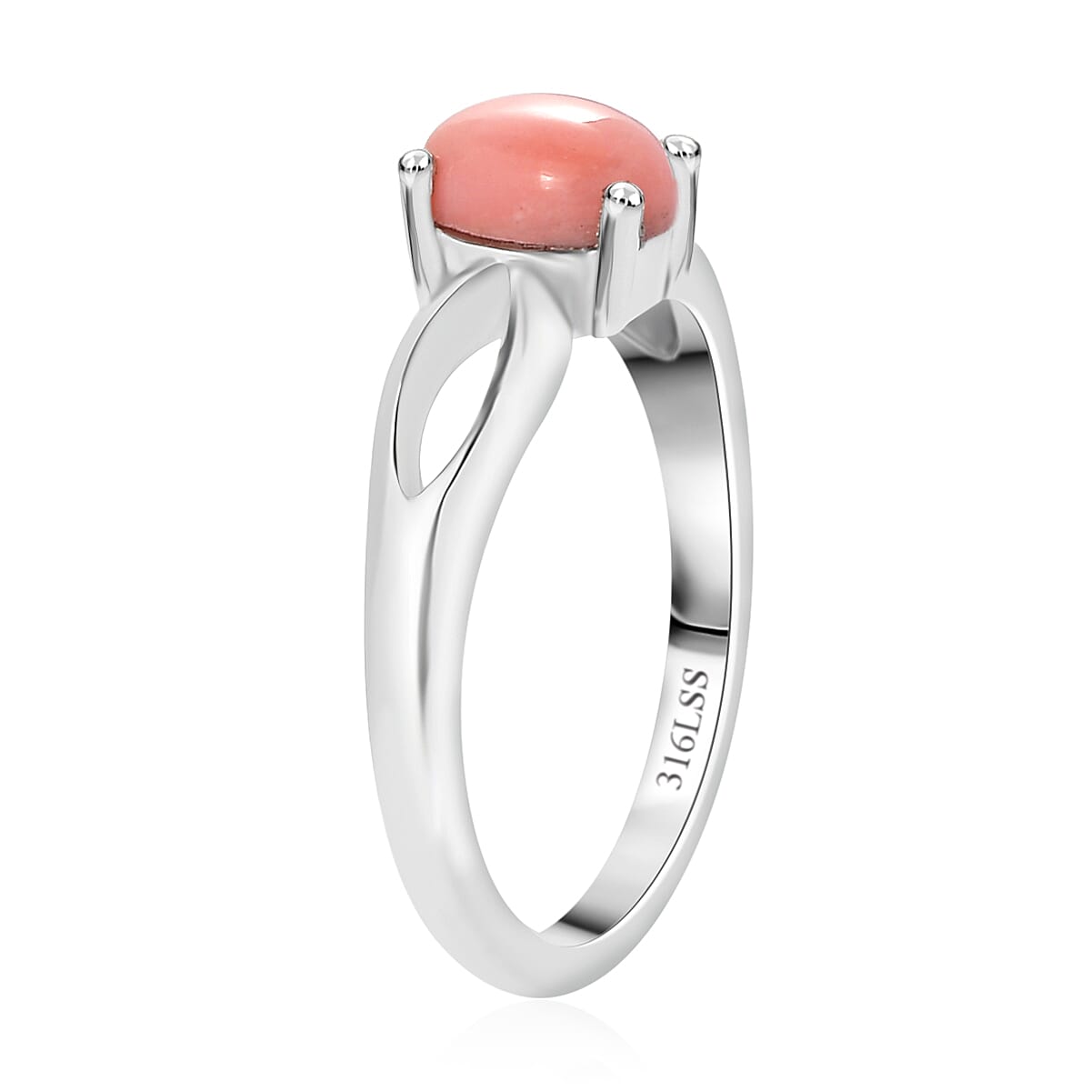 Oregon Peach Opal Solitaire Ring in Stainless Steel (Size 9.0) 0.60 ctw , Tarnish-Free, Waterproof, Sweat Proof Jewelry image number 3