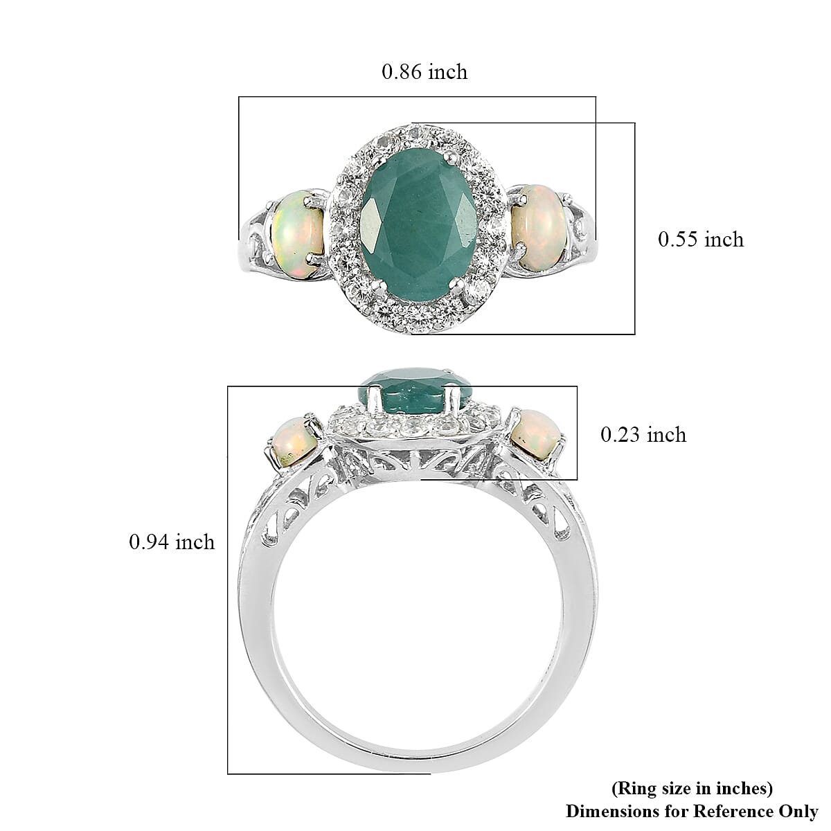Premium Grandidierite and Multi Gemstone Halo Ring in Platinum Over Sterling Silver (Size 5.0) 2.65 ctw