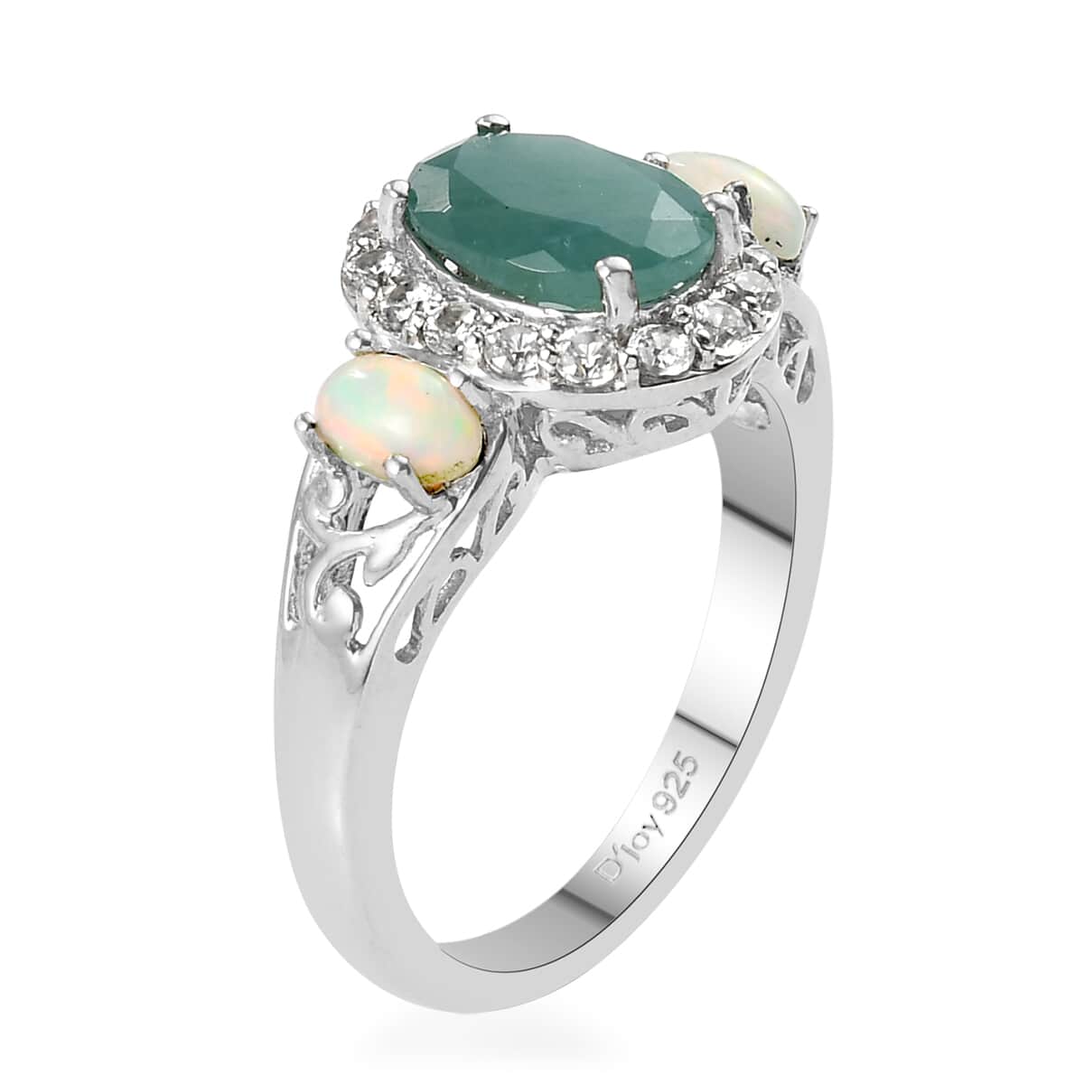 Premium Grandidierite and Multi Gemstone Halo Ring in Platinum Over Sterling Silver (Size 9.0) 2.65 ctw image number 3