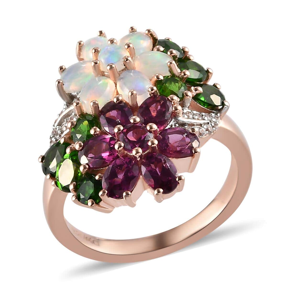 Multi Gemstone Florals Ring in Vermeil Rose Gold Over Sterling Silver (Size 7.0) 3.75 ctw image number 0