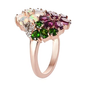 Multi Gemstone Florals Ring in Vermeil Rose Gold Over Sterling Silver (Size 7.0) 3.75 ctw