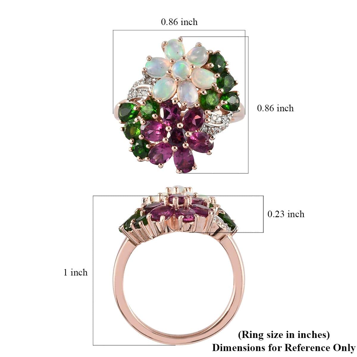 Multi Gemstone Florals Ring in Vermeil Rose Gold Over Sterling Silver (Size 7.0) 3.75 ctw image number 5