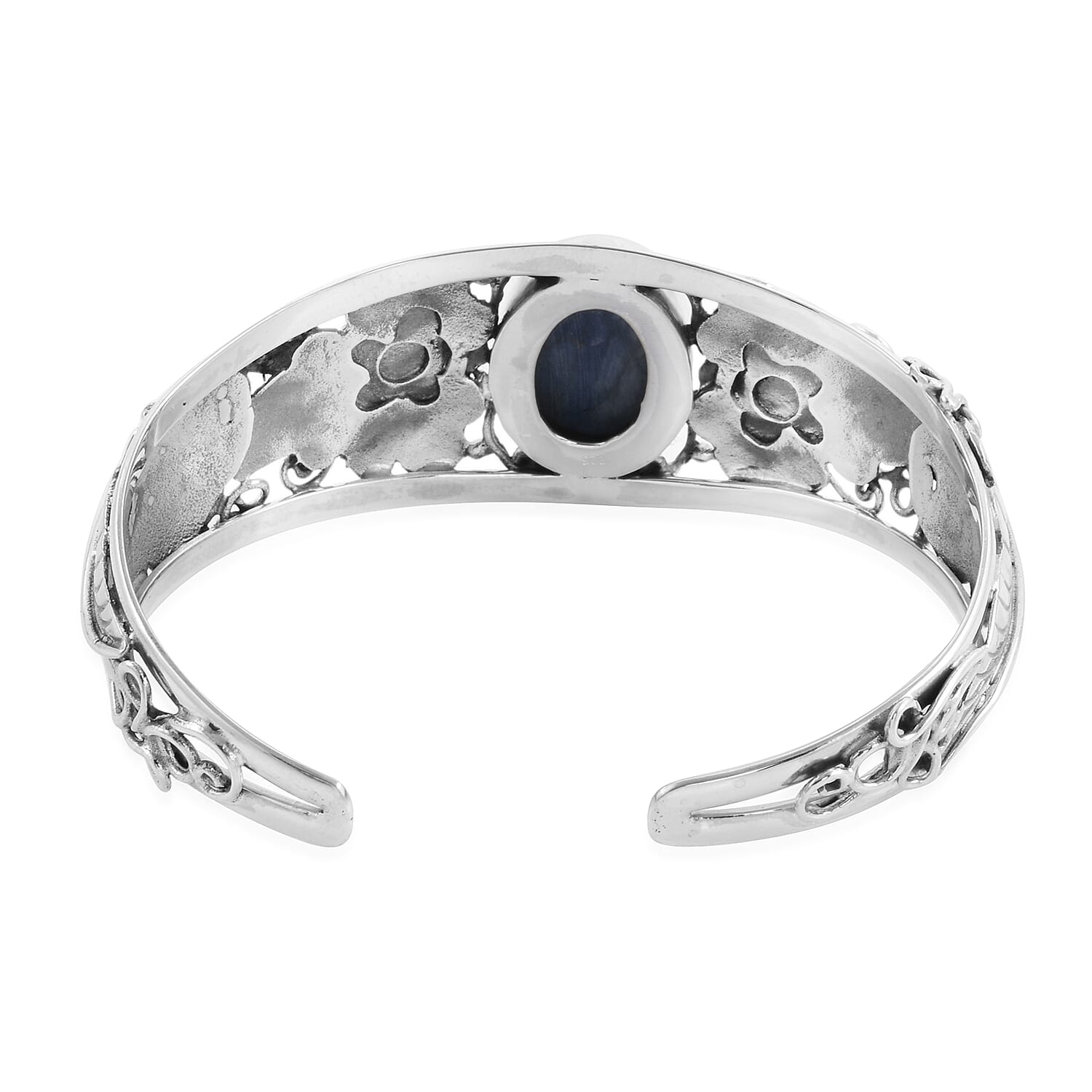 Bali Legacy Himalayan Kyanite Cuff Bracelet in Sterling Silver (7.50 In) 29.30 Grams 15.50 ctw