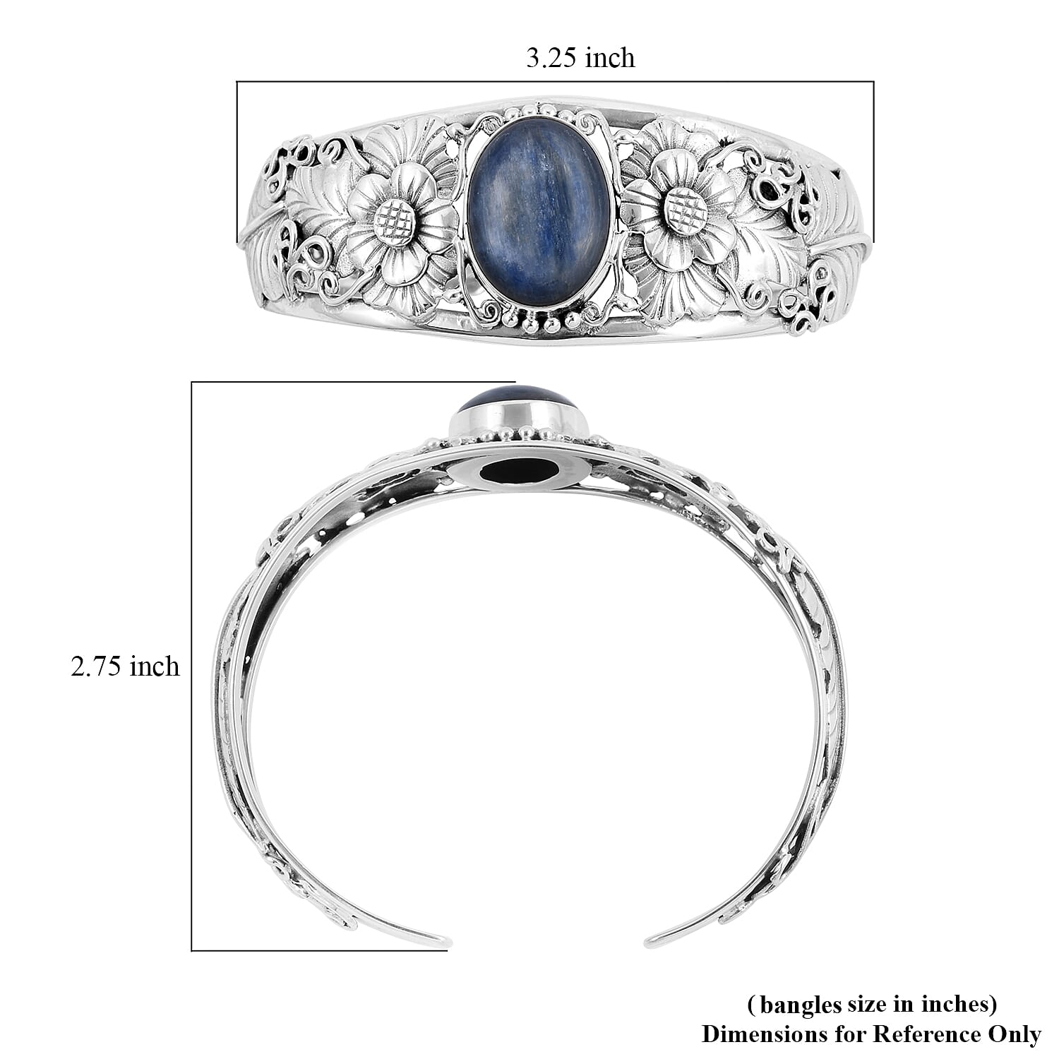 Bali Legacy Himalayan Kyanite Cuff Bracelet in Sterling Silver (7.50 In) 29.30 Grams 15.50 ctw