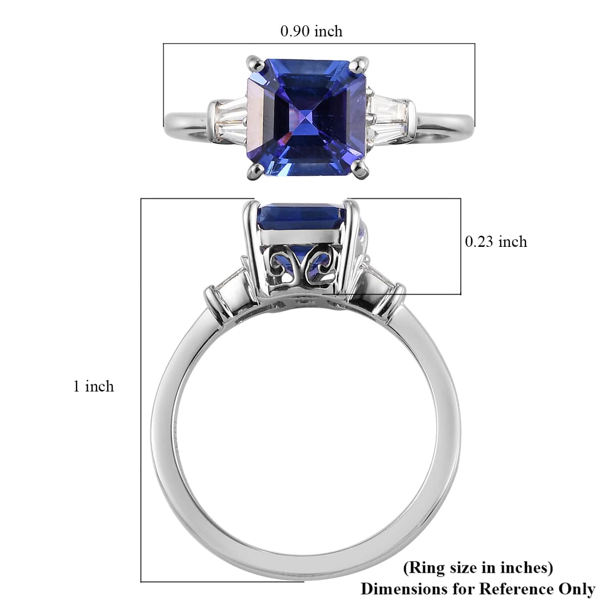 RHAPSODY 950 Platinum AAAA Tanzanite and Diamond E-F, VS2 Ring (Size 9.0) 4.25 Grams 1.90 ctw image number 5
