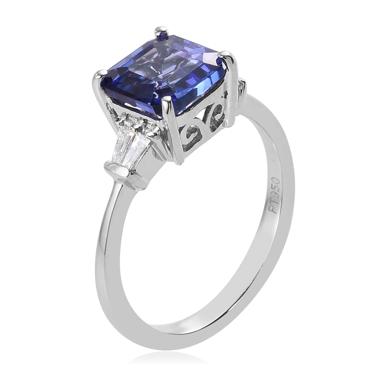 RHAPSODY 950 Platinum AAAA Tanzanite and E-F VS2 Diamond Ring (Size 8.0) 4.25 Grams 1.90 ctw image number 3