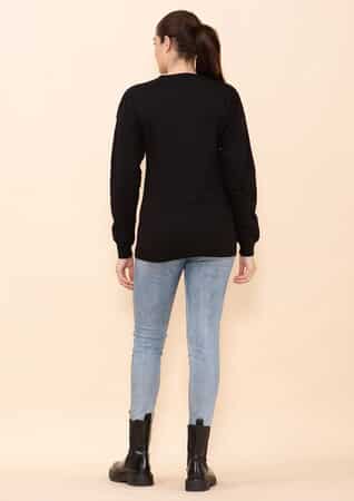 Tamsy Holiday Black Fall Bird Fleece Knit Sweatshirt For Women (100% Cotton) - 3X image number 1