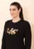 Tamsy Holiday Black Fall Bird Fleece Knit Sweatshirt For Women (100% Cotton) - 3X image number 5