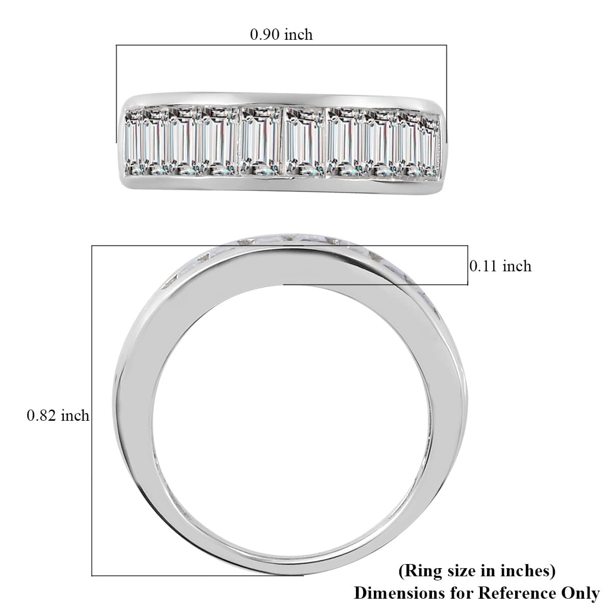 LUXORO 10K White Gold Moissanite (Bgt 5x2.5 mm) (VS-EF) Band Ring (Size 7.0) (2.60 g) 2.25 ctw image number 5